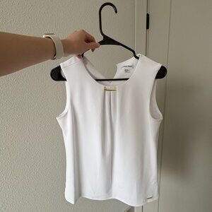 Calvin Klein White Gold Bar Sleeveless Business Top